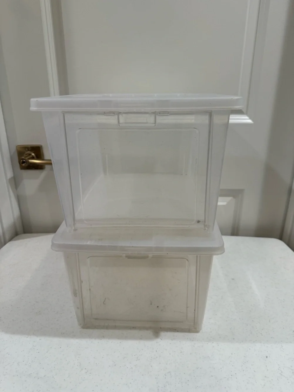 Rubbermaid Flip Front Clear Stackable Storage Bins - Set of 2 ~ Used 2X